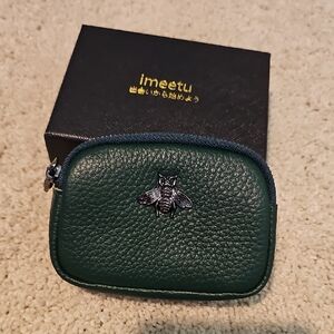 Green Leather Coin Purse / Wallet